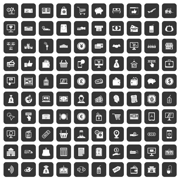 100 icônes de paiement noir — Image vectorielle