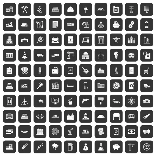 100 iconos de la planta conjunto negro — Archivo Imágenes Vectoriales