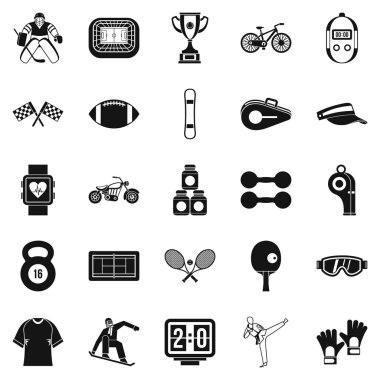 Güçlü adam Icons set, basit tarzı