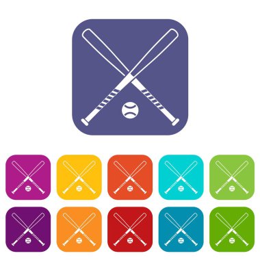 Çapraz beyzbol sopaları ve topu Icons set