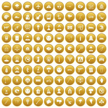 Altın 100 fobiler Icons set