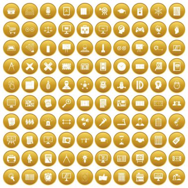Altın 100 planı Icons set