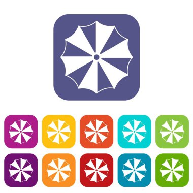 Çizgili şemsiye Icons set