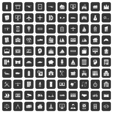 siyah 100 özel mülkiyet Icons set