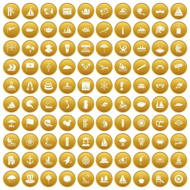 yelken gemi simgeler 100 altın ayarla