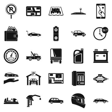 El arabası Icons set, basit tarzı