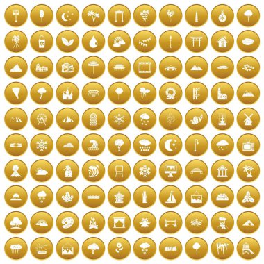 Altın 100 sahne Icons set