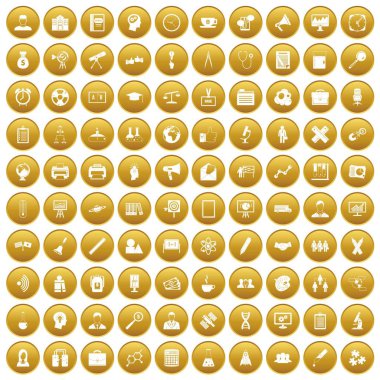 Altın 100 seminer Icons set