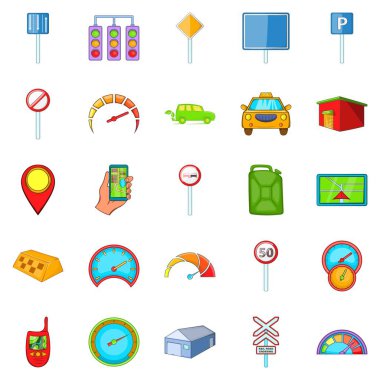 Otomobil Icons set, karikatür tarzı