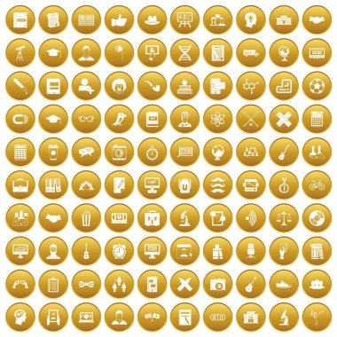 Altın 100 öğrenci Icons set