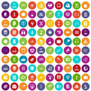 100 araştırmacı bilim simgeler renk ayarla