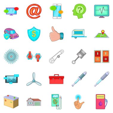 Makine tamir simgeler ayarla, tarzı çizgi film