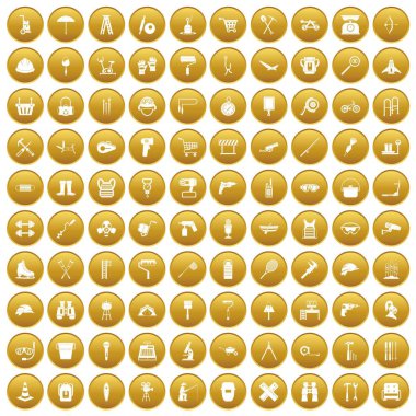 Altın 100 mücadele Icons set