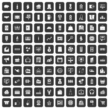 siyah 100 satış Icons set