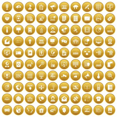 Altın 100 telekomünikasyon Icons set