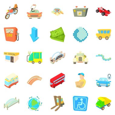 Otomatik hizmet Icons set, karikatür tarzı