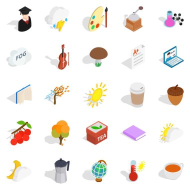 Akademik yıl Icons set, izometrik stili