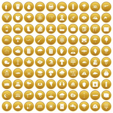 Altın 100 fırtına Icons set