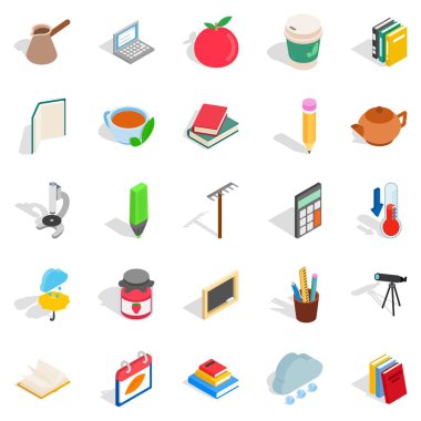 Sonbahar şehir Icons set, izometrik stili