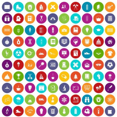 100 okul yıl simgeler renk ayarla