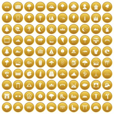 Altın 100 görünümü Icons set