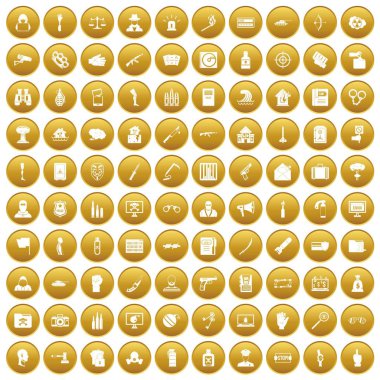 Altın 100 ihlali Icons set