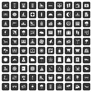 siyah 100 seaside resort Icons set