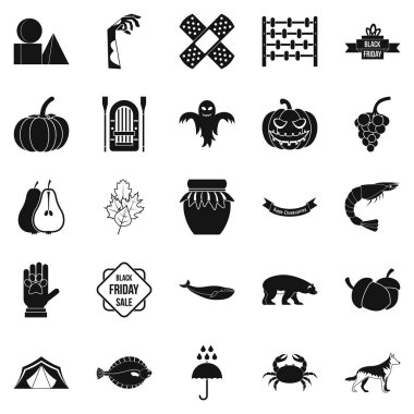 Yaprak sonbaharda Icons set, basit tarzı