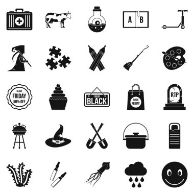 Sonbahar tatil Icons set, basit tarzı