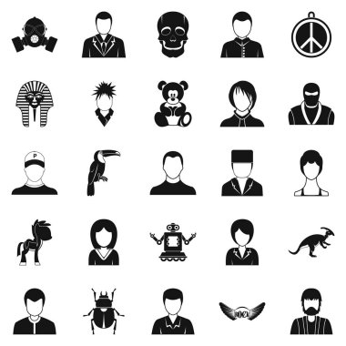 Avatar simgeleri ayarlayın. 25 avatar vektör simgeler beyaz arka plan üzerinde izole web için basit bir set