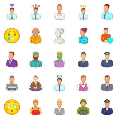 Nüfus Icons set, karikatür tarzı