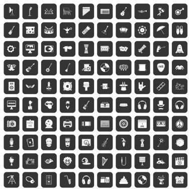 100 gösteri dünyasının simgeler siyah ayarla