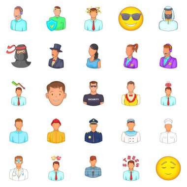 İnsanlar Icons set, karikatür tarzı