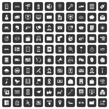 siyah 100 smartphone Icons set
