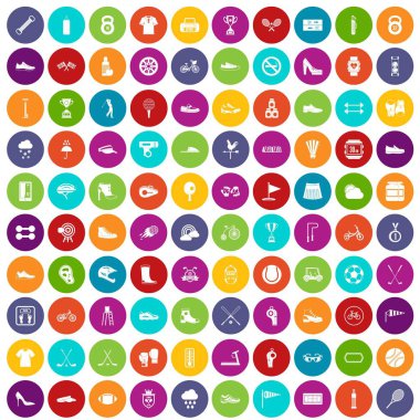 renk 100 spor ayakkabı Icons set
