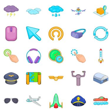 Havacılık Icons set, karikatür tarzı