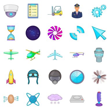 Uçak Icons set, karikatür tarzı