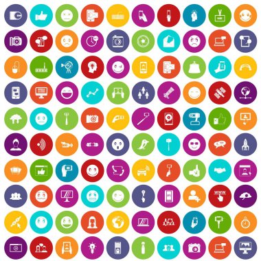 renk 100 Sosyal Medya Icons set