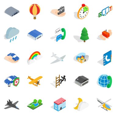 Havacılık Icons set, izometrik stili