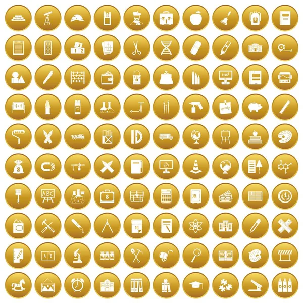 100 Pensil Icons set gold — Stockvektor