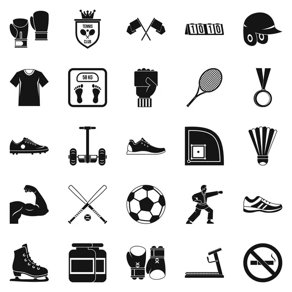 Conjunto de iconos Sportsman, estilo simple — Vector de stock