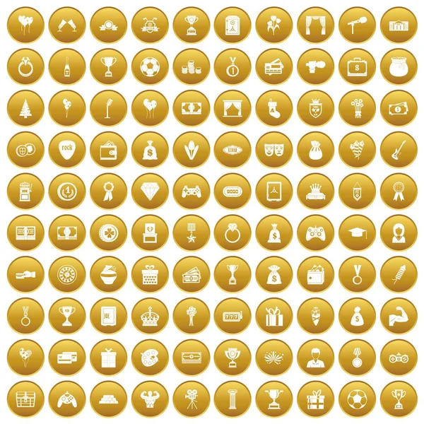 100 Premiumsymbole setzen Gold — Stockvektor