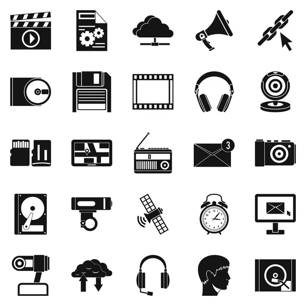 Conjunto de ícones de áudio, estilo simples — Vetor de Stock