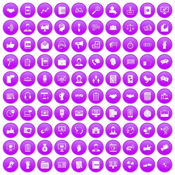 100 icônes de dialogue en violet — Image vectorielle