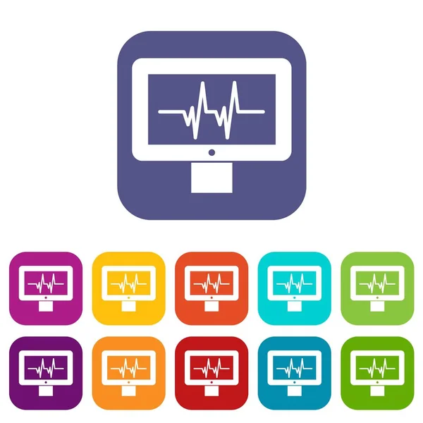 Conjunto de ícones do monitor de eletrocardiograma — Vetor de Stock