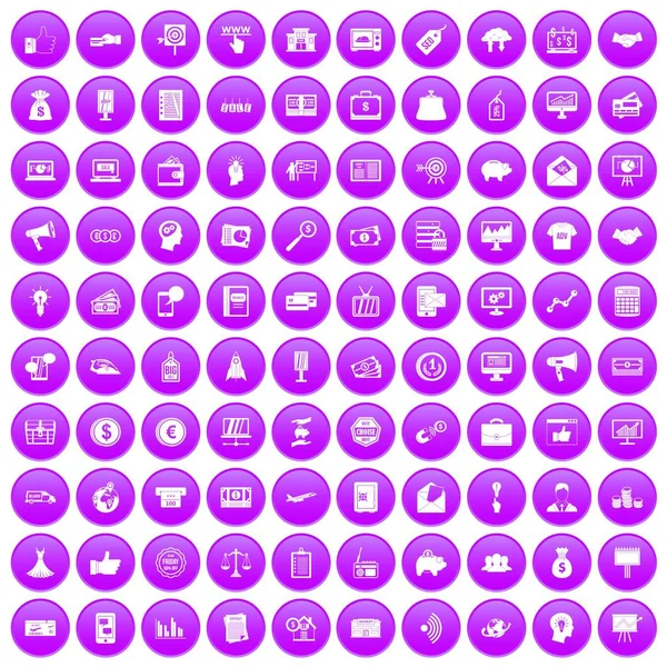 100 icônes e-commerce ensemble violet — Image vectorielle