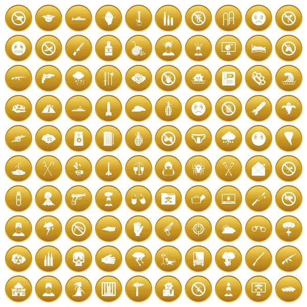 Altın 100 gerginlik Icons set — Stok Vektör