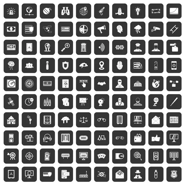 100 icônes de sécurité noir — Image vectorielle