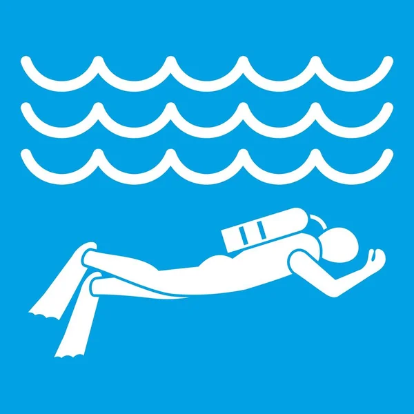 Scuba diver mens in duikpak pictogram wit — Stockvector