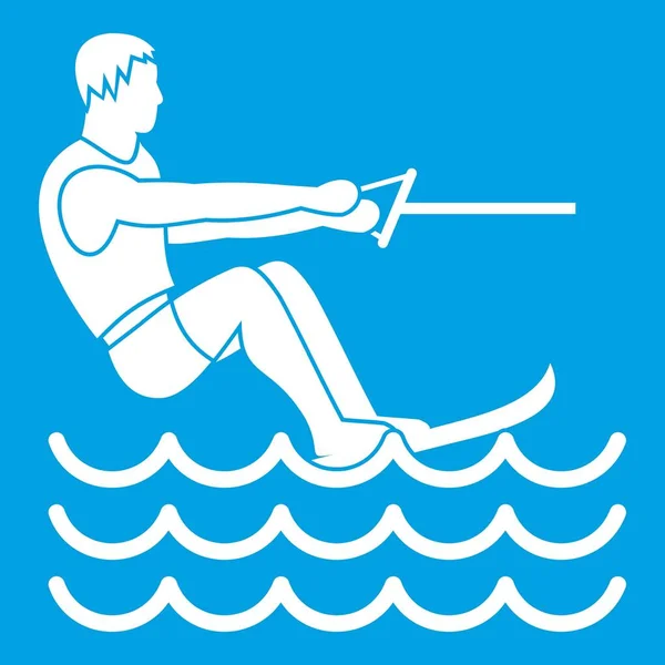 Esqui aquático ícone homem branco — Vetor de Stock